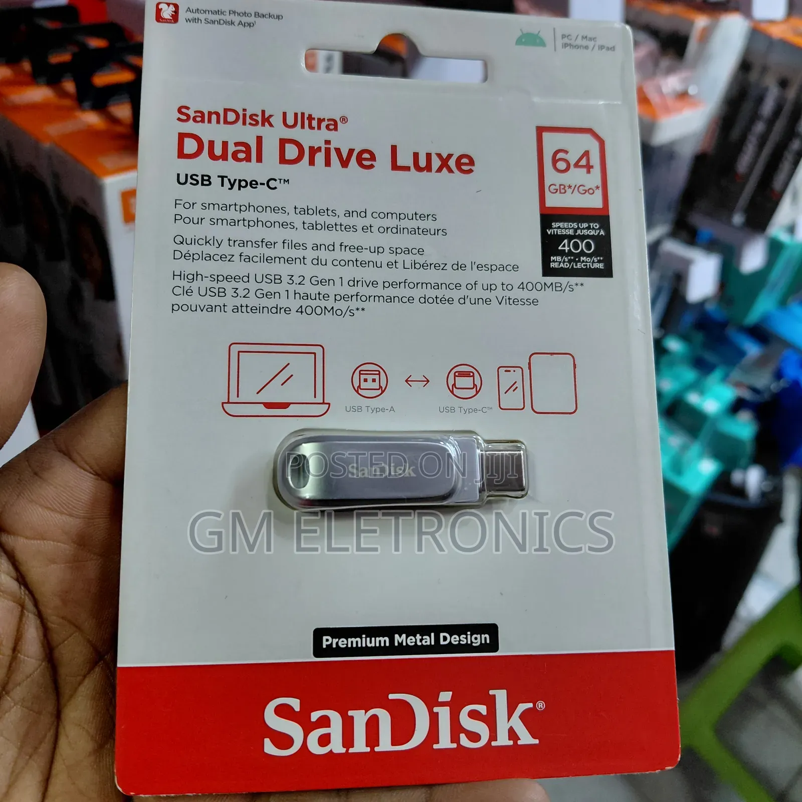 Sandisk Ultra Dual Drive Luxe 64gb Usb Type-C Flash Drive-Metallic