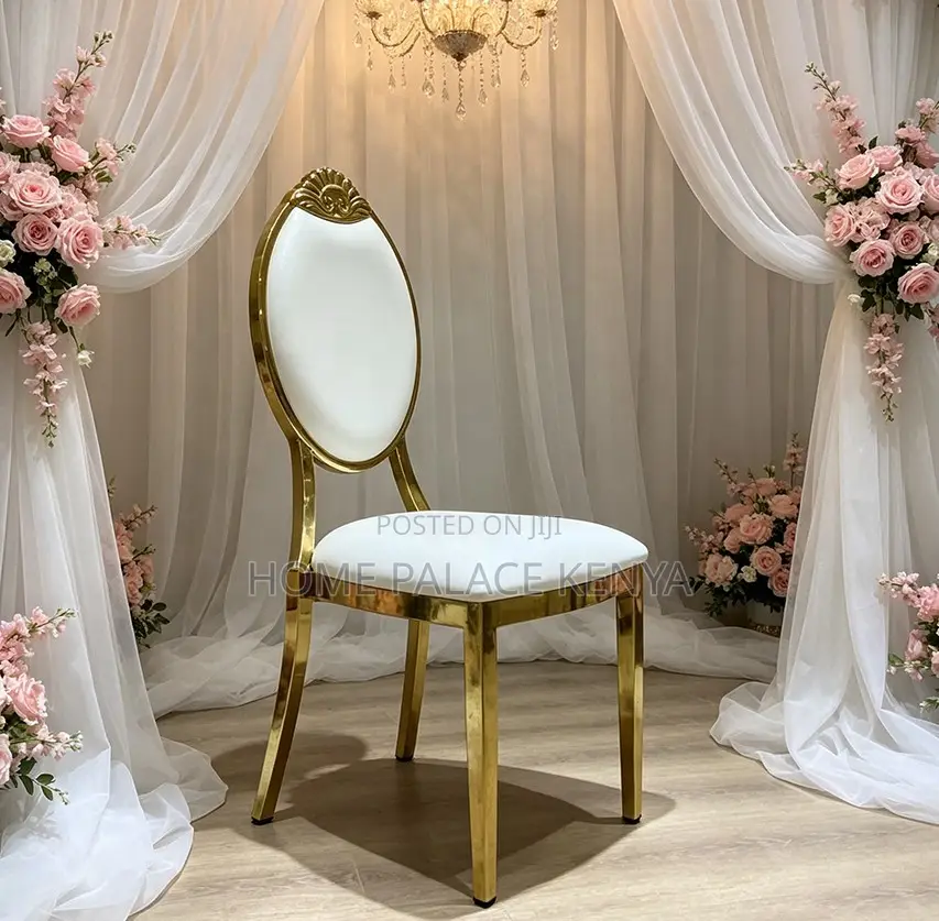 Banquet Chair: Leather Padded Event Chair With Top Ornament