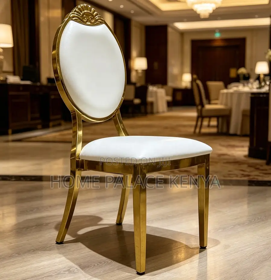 Banquet Chair: Leather Padded Event Chair With Top Ornament