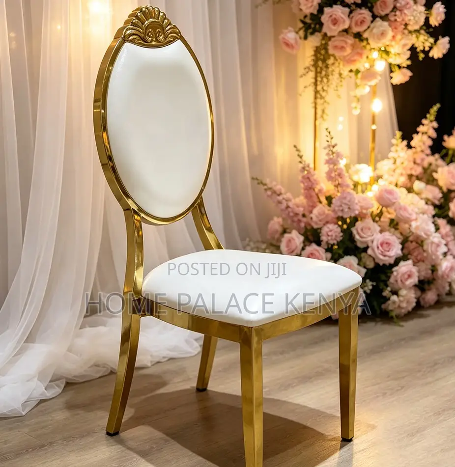 Banquet Chair: Leather Padded Event Chair With Top Ornament