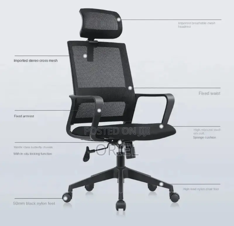 Office Chair : Adjustable Height Ergonomic Mesh Chair