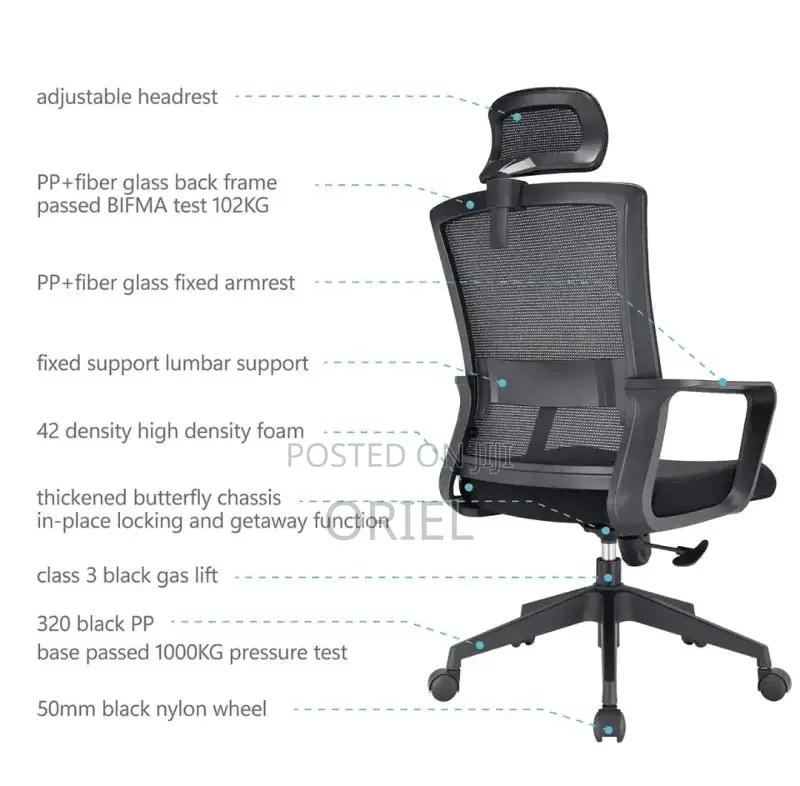 Office Chair : Adjustable Height Ergonomic Mesh Chair