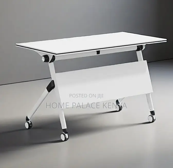 Study Table: White Top Flip Movable Home Office Table