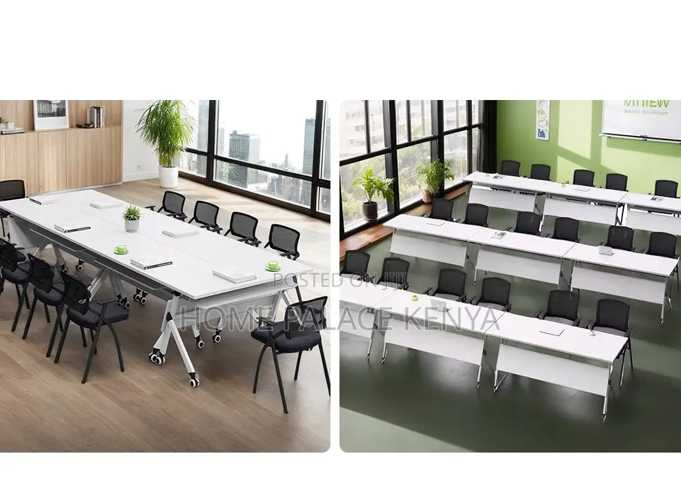 Study Table: White Top Flip Movable Home Office Table