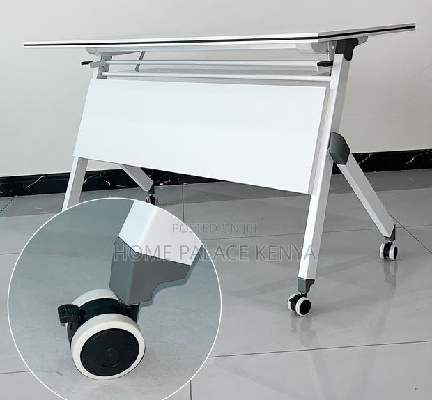 Study Table: White Top Flip Movable Home Office Table - thumbnail 4