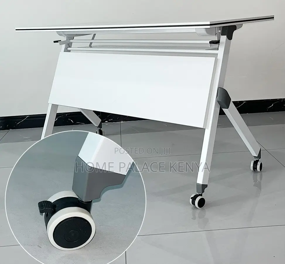 Study Table: White Top Flip Movable Home Office Table