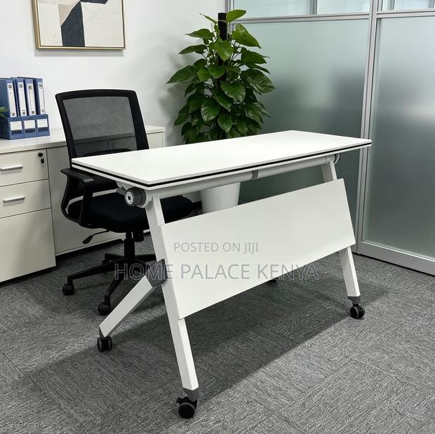 Study Table: White Top Flip Movable Home Office Table - thumbnail 5