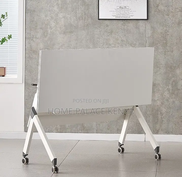 Study Table: White Top Flip Movable Home Office Table