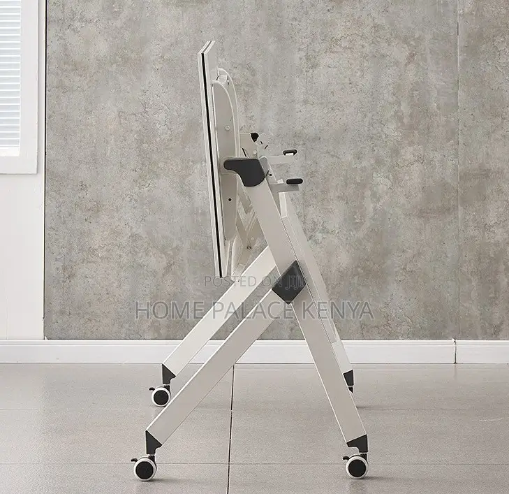 Study Table: White Top Flip Movable Home Office Table