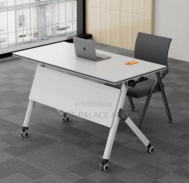 Study Table: White Top Flip Movable Home Office Table - thumbnail 10