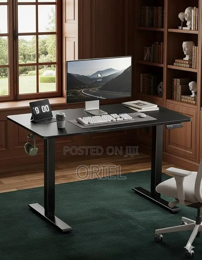 Office Desk : Black 1.2m Electric Adjustable Standing Desk
