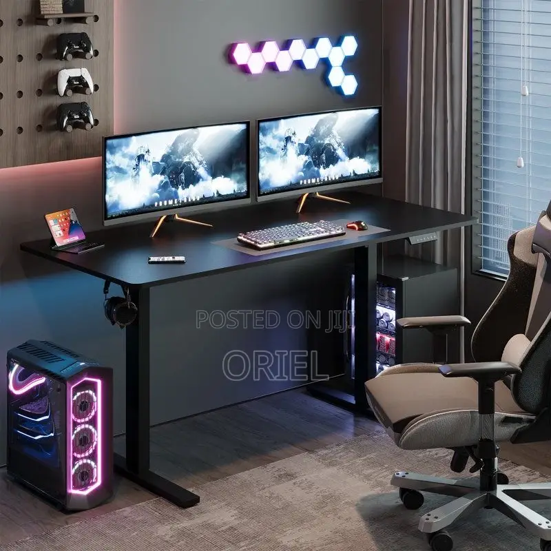 Office Desk : Black 1.2m Electric Adjustable Standing Desk