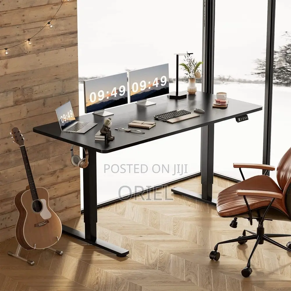 Office Desk : Black 1.2m Electric Adjustable Standing Desk