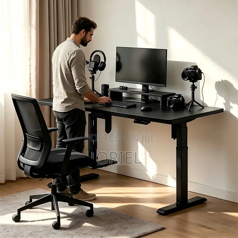 Office Desk : Black 1.2m Electric Adjustable Standing Desk