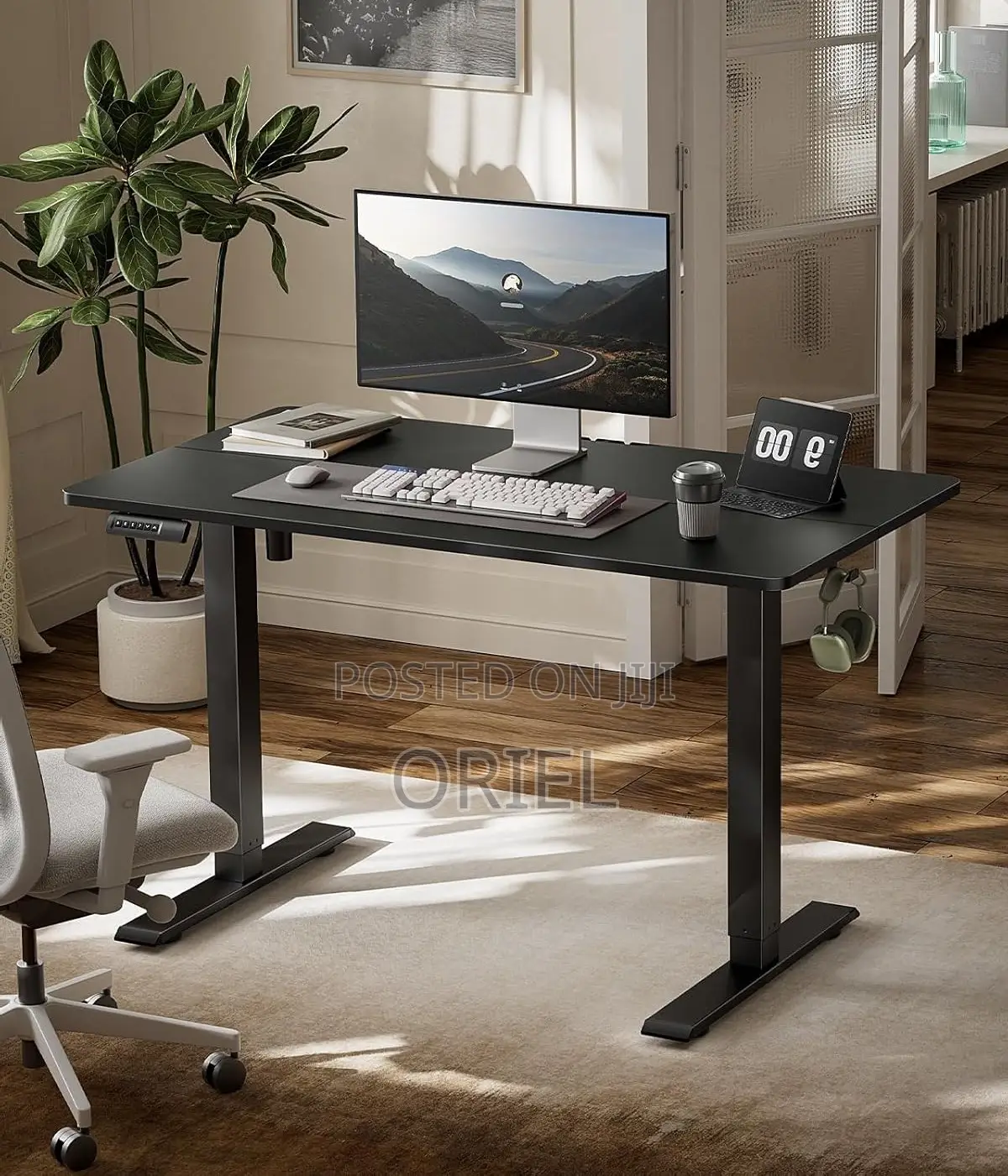 Office Desk : Black 1.2m Electric Adjustable Standing Desk