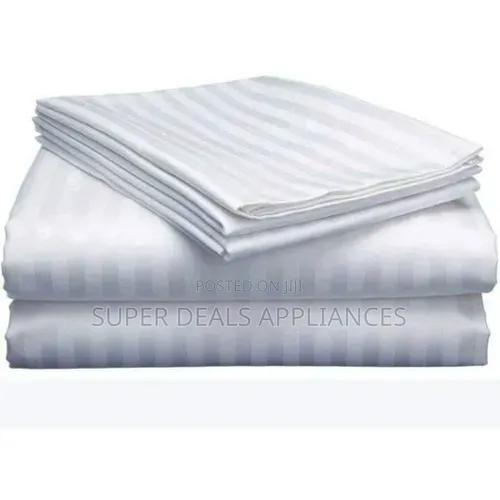 Cotton White Striped Bedsheet