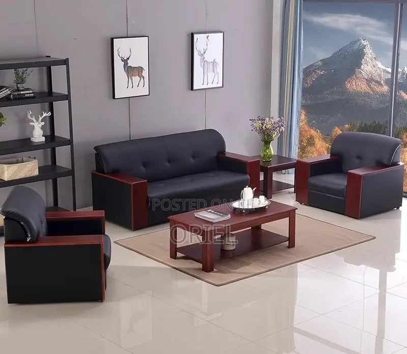 Office Sofa : Mahogany Frame 5-Seater Executive Office Sofa Set