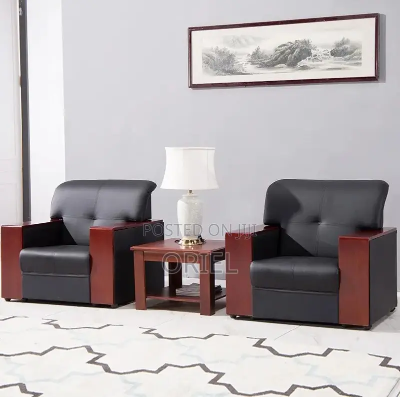 Office Sofa : Mahogany Frame 5-Seater Executive Office Sofa Set