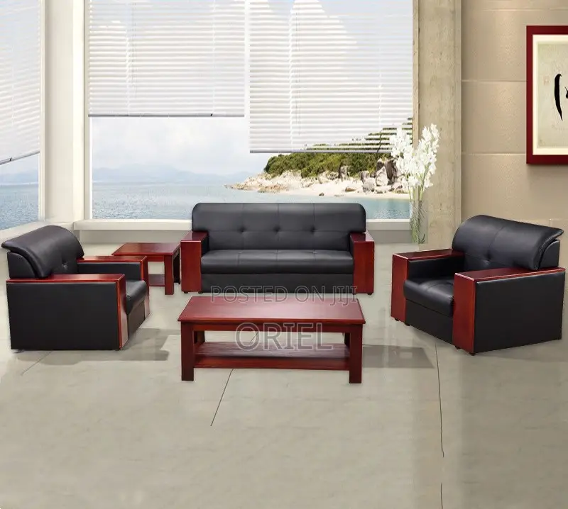 Office Sofa : Mahogany Frame 5-Seater Executive Office Sofa Set