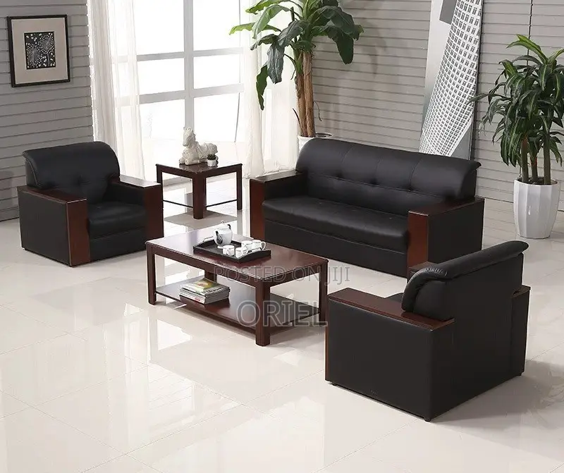 Office Sofa : Mahogany Frame 5-Seater Executive Office Sofa Set