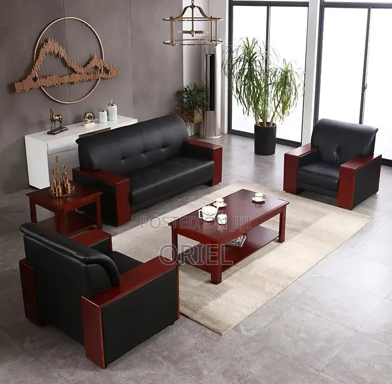 Office Sofa : Mahogany Frame 5-Seater Executive Office Sofa Set