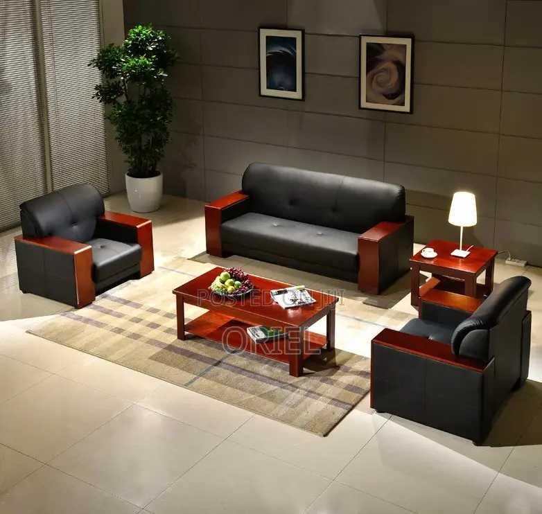 Office Sofa : Mahogany Frame 5-Seater Executive Office Sofa Set