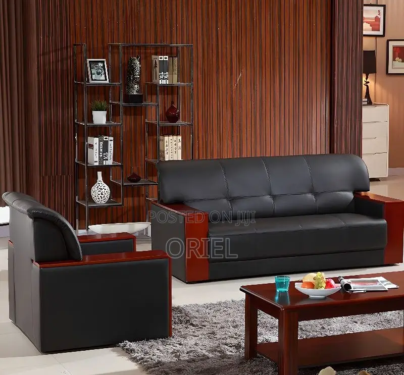 Office Sofa : Mahogany Frame 5-Seater Executive Office Sofa Set