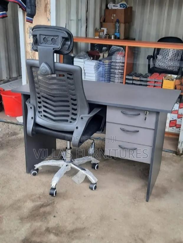 Compact 1.2m Desk and Headrest Mesh Chair for Office Tasks