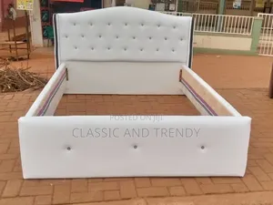 5x6 Elegant White Upholstered Bed