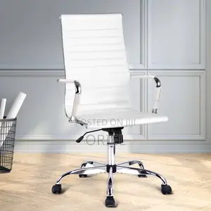 Office Chair : White High Back Leather Chair