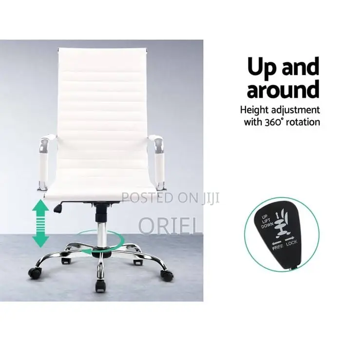 Office Chair : White High Back Leather Chair
