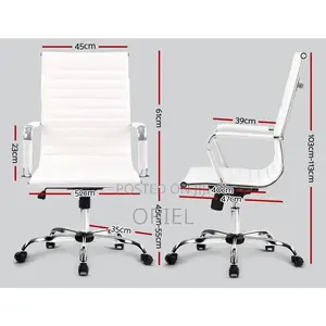 Office Chair : White High Back Leather Chair