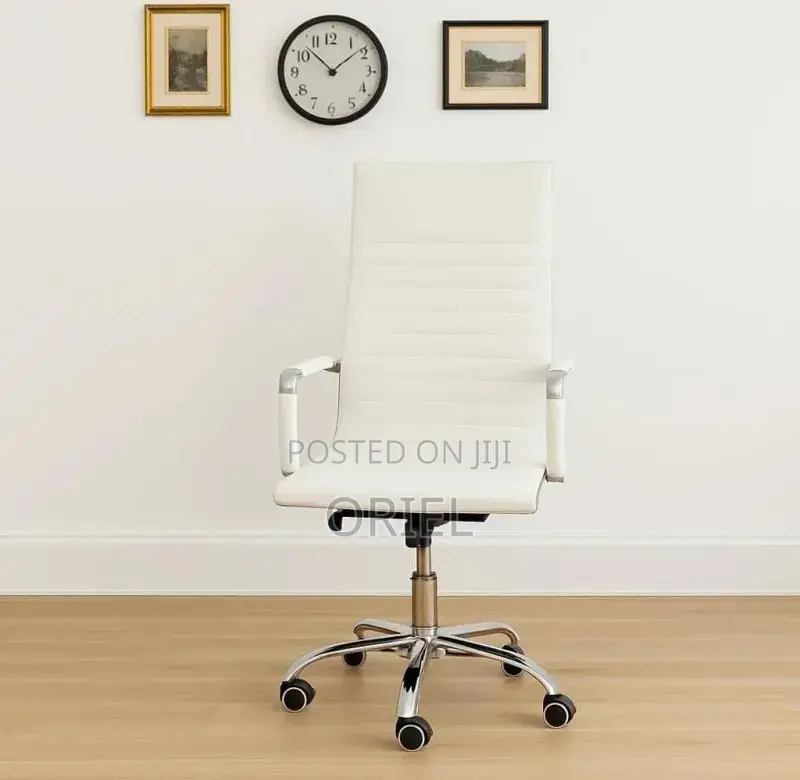 Office Chair : White High Back Leather Chair