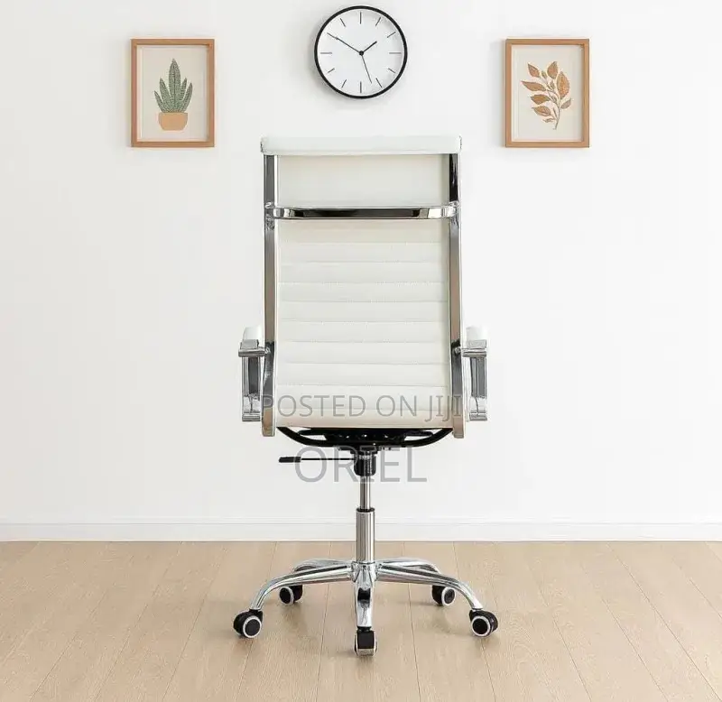 Office Chair : White High Back Leather Chair