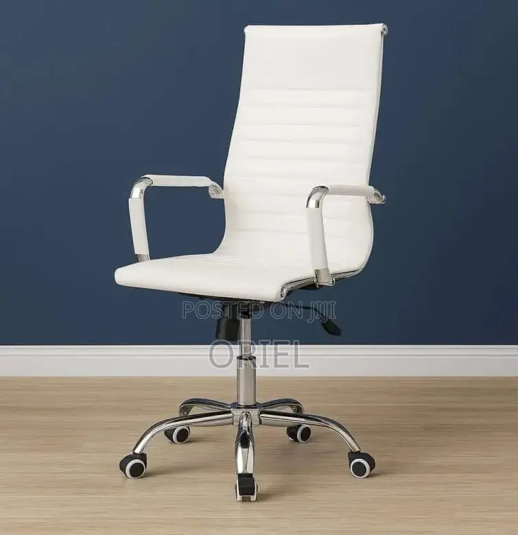 Office Chair : White High Back Leather Chair