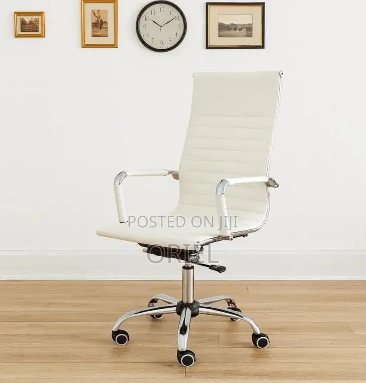 Office Chair : White High Back Leather Chair