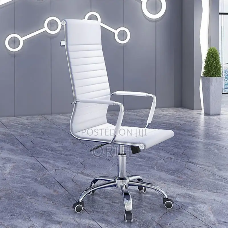 Office Chair : White High Back Leather Chair