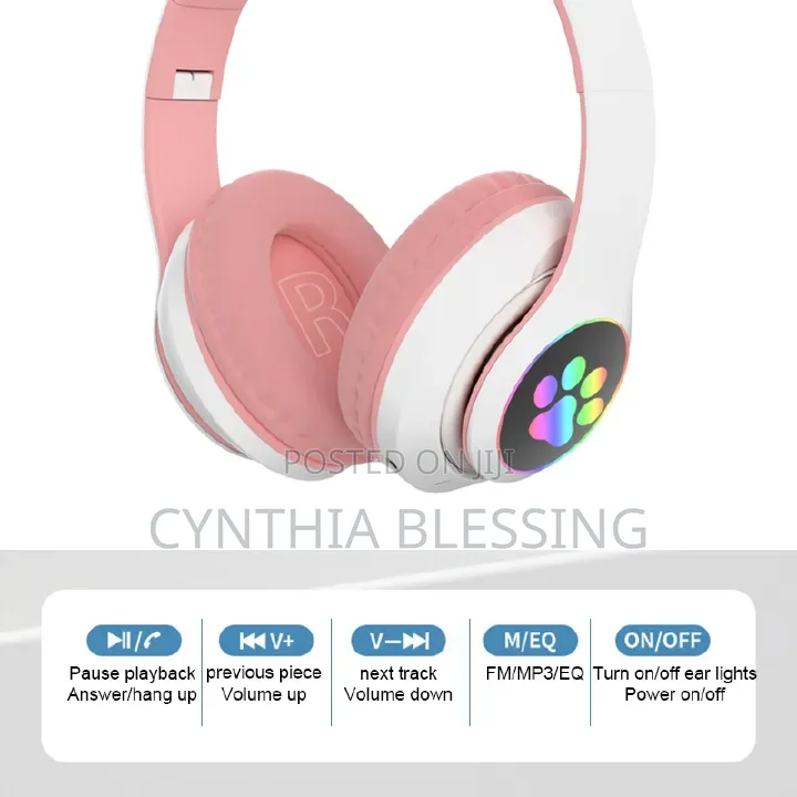 Cat Ears Bluetooth Wireless Headphones With Mic