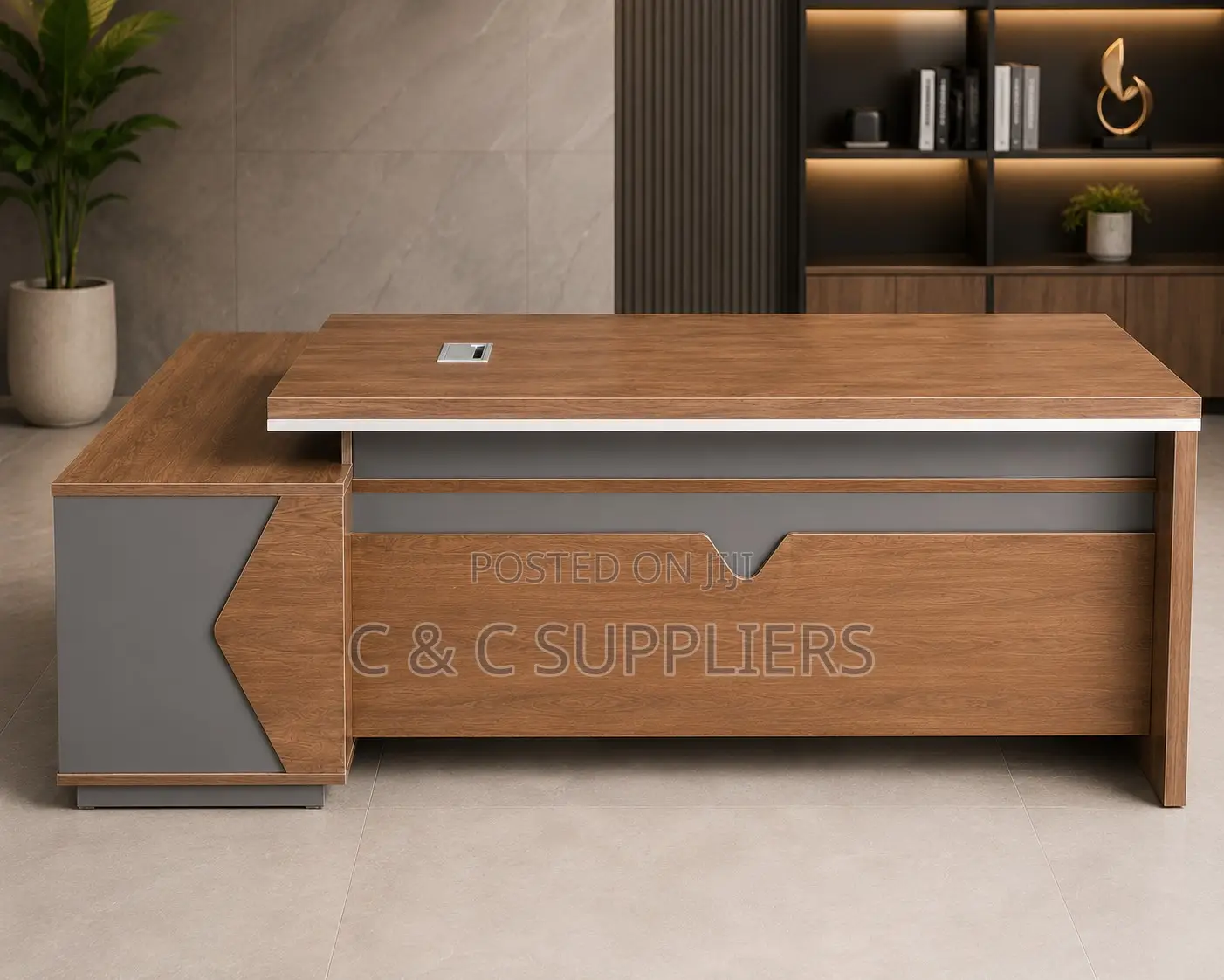 Director's Wooden L-Shaped Table-180cm