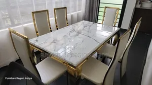 Marble Six-Seater Dining Table Set