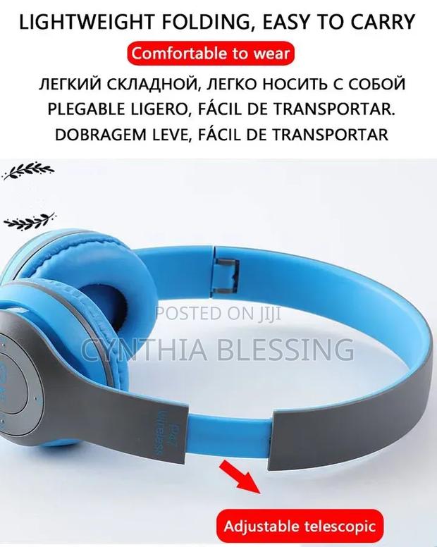 P47 Wireless Stereo Bass Bluetooth Headphones Foldable - thumbnail 10