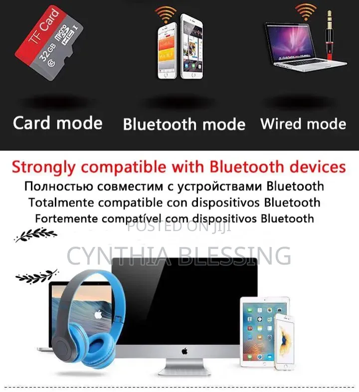 P47 Wireless Stereo Bass Bluetooth Headphones Foldable