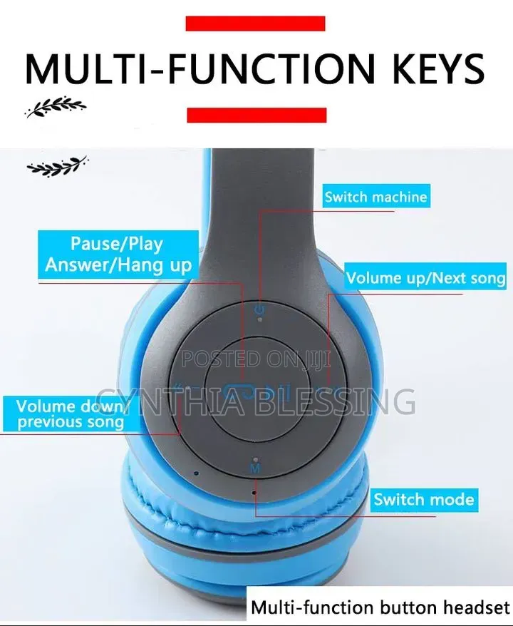P47 Wireless Stereo Bass Bluetooth Headphones Foldable