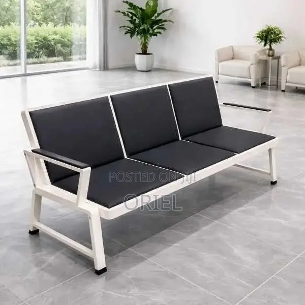 Office Bench : 3 Link Black Heavy Duty Waiting Bench