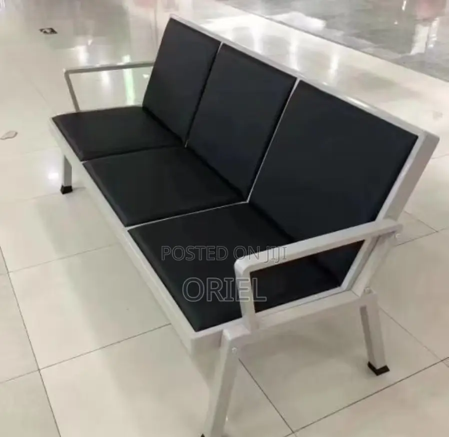 Office Bench : 3 Link Black Heavy Duty Waiting Bench