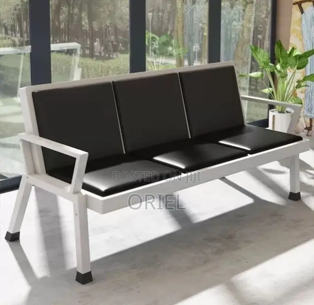Office Bench : 3 Link Black Heavy Duty Waiting Bench