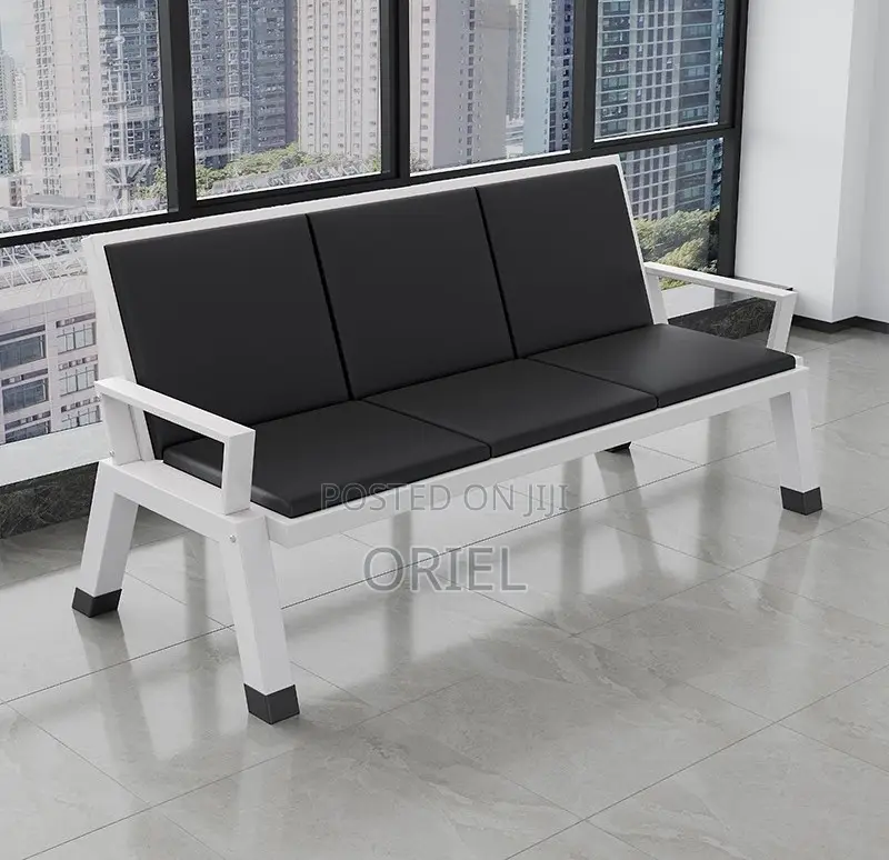 Office Bench : 3 Link Black Heavy Duty Waiting Bench