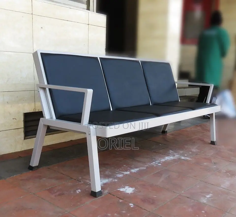 Office Bench : 3 Link Black Heavy Duty Waiting Bench