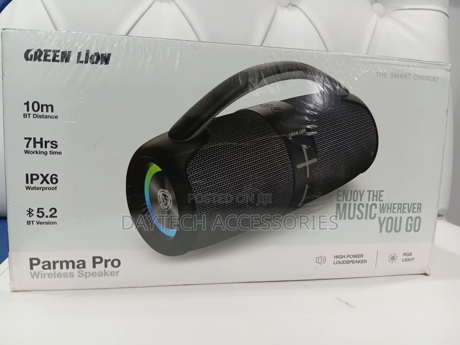 This Is a Green Lion Parma Pro Wireless Speaker.