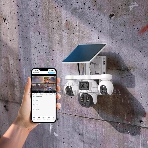 V380 Pro 20mp 4g PTZ Rotating Triple Lens Solar Camera Video Playback